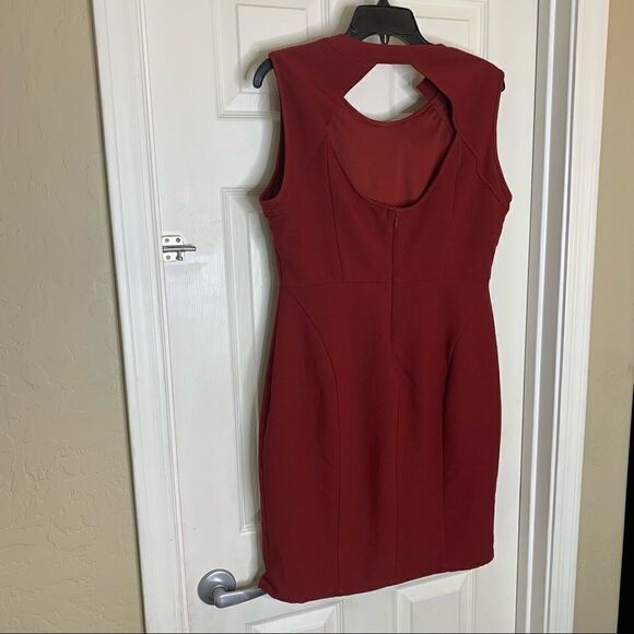 Kardashian Kollection Neck Pleating Dress Size XL Wine Colored - Picture 6 of 9